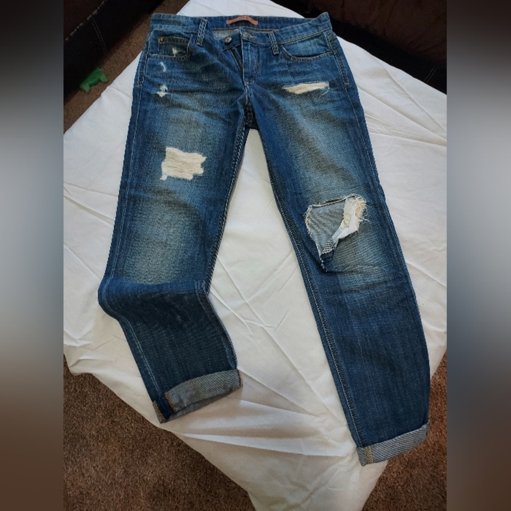 Joe's Jeans Blue Boyfriend Distressed Denim